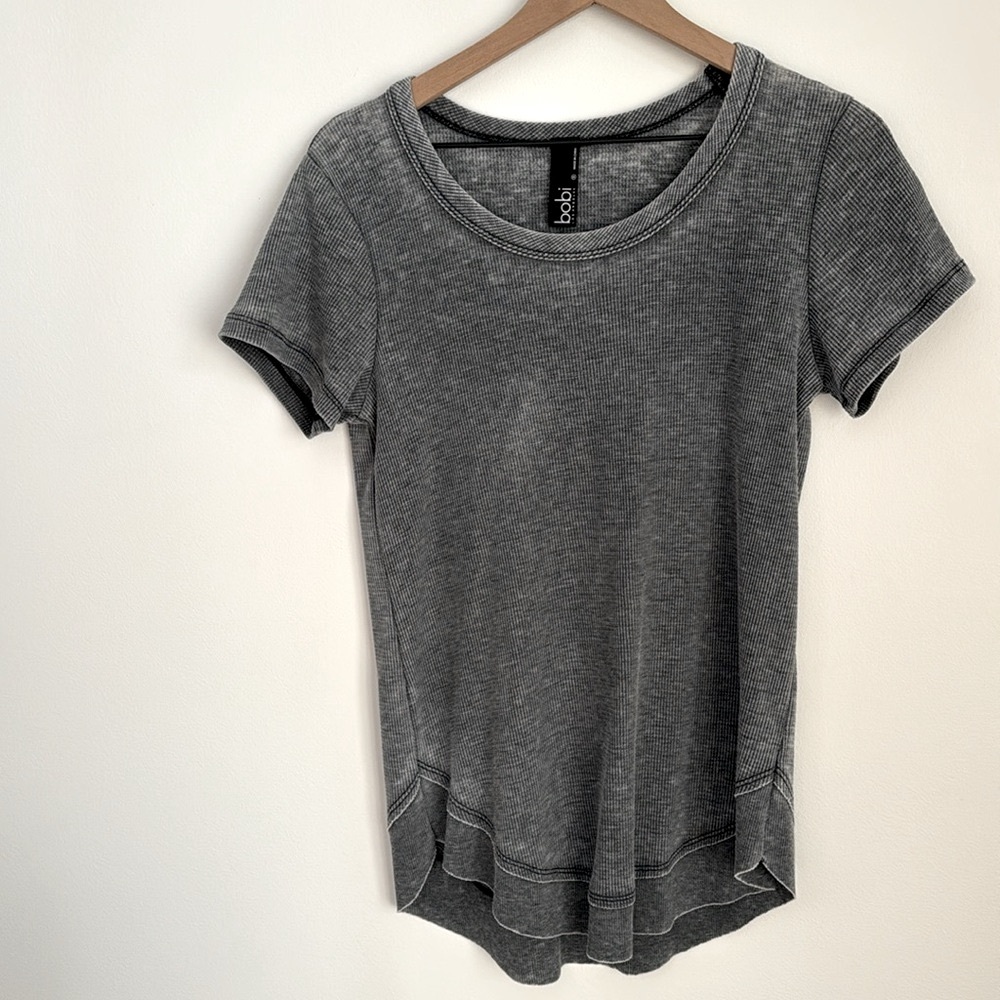 Bobi Grey Thermal Short Sleeve T-shirt Women's Size S